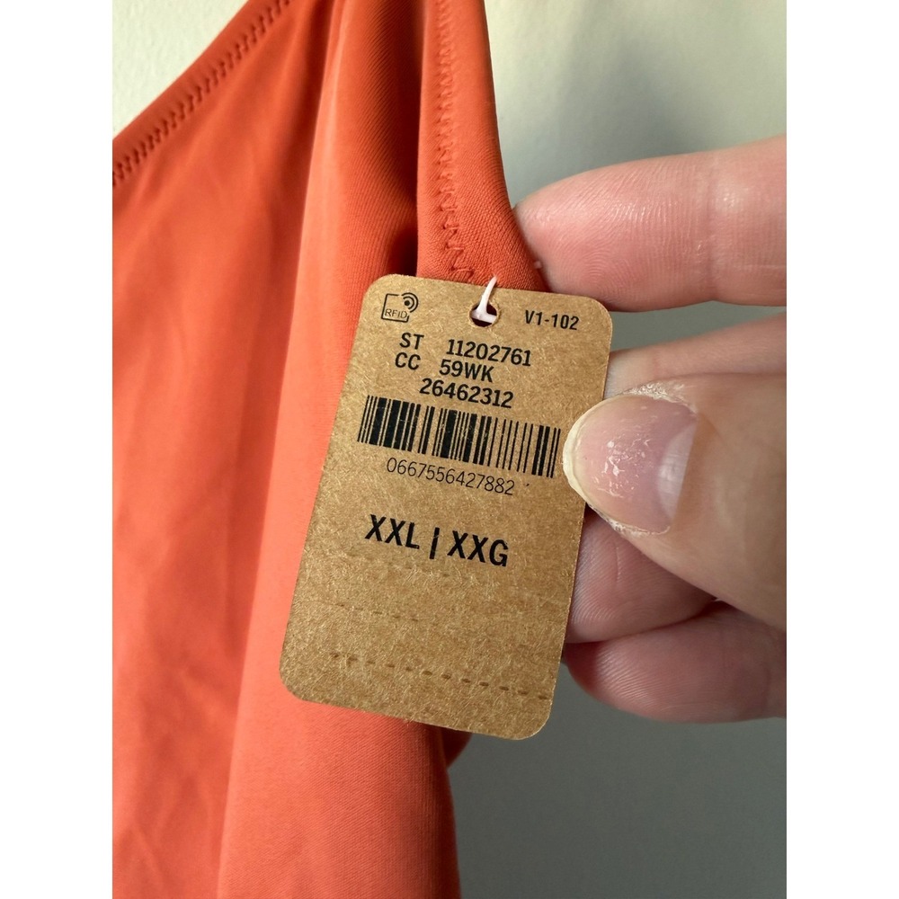 PINK Victoria's Secret Burnt Orange Tie Shoulder One Piece Swimsuit XXL NEW - Picture 2 of 7